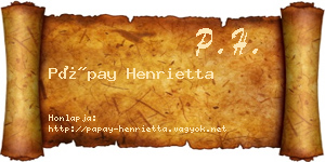 Pápay Henrietta névjegykártya